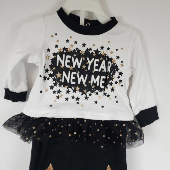 Way To Celebrate New Years Baby Girl Black White 2 Piece Set New Years Sz 0-3M - Picture 2 of 9